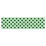 Polka Dots - Black on Celadon Green Satin Scarf (Oblong)
