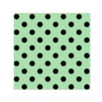 Polka Dots - Black on Celadon Green Small Satin Scarf  (Square)