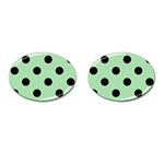 Polka Dots - Black on Celadon Green Cufflinks (Oval)