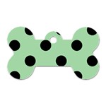 Polka Dots - Black on Celadon Green Dog Tag Bone (One Side)