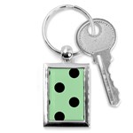 Polka Dots - Black on Celadon Green Key Chain (Rectangle)