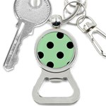Polka Dots - Black on Celadon Green Bottle Opener Key Chain
