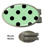 Polka Dots - Black on Celadon Green Money Clip (Oval)