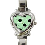 Polka Dots - Black on Celadon Green Heart Italian Charm Watch