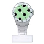 Polka Dots - Black on Celadon Green Nurses Watch