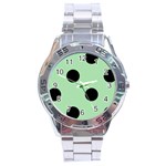 Polka Dots - Black on Celadon Green Stainless Steel Analogue Watch