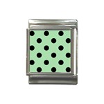 Polka Dots - Black on Celadon Green Italian Charm (13mm)