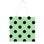 Polka Dots - Black on Celadon Green Grocery Light Tote Bag