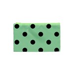 Polka Dots - Black on Celadon Green Canvas Cosmetic Bag (XS)
