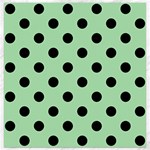 Polka Dots - Black on Celadon Green Canvas 12  x 12 