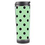 Polka Dots - Black on Celadon Green Travel Tumbler