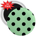 Polka Dots - Black on Celadon Green 3  Magnet (10 pack)