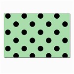 Polka Dots - Black on Celadon Green Postcard 5  x 7 