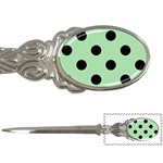 Polka Dots - Black on Celadon Green Letter Opener