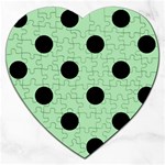 Polka Dots - Black on Celadon Green Jigsaw Puzzle (Heart)