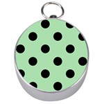 Polka Dots - Black on Celadon Green Silver Compass