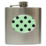 Polka Dots - Black on Celadon Green Hip Flask (6 oz)
