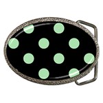Polka Dots - Celadon Green on Black Belt Buckle