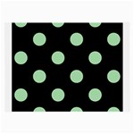 Polka Dots - Celadon Green on Black Large Glasses Cloth