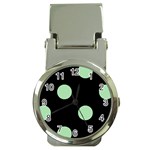 Polka Dots - Celadon Green on Black Money Clip Watch