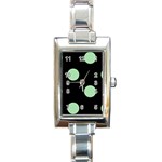 Polka Dots - Celadon Green on Black Rectangle Italian Charm Watch