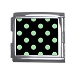 Polka Dots - Celadon Green on Black Mega Link Italian Charm (18mm)
