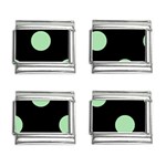 Polka Dots - Celadon Green on Black 9mm Italian Charm (4 pack)