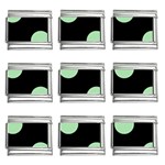 Polka Dots - Celadon Green on Black 9mm Italian Charm (9 pack)