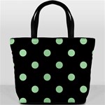 Polka Dots - Celadon Green on Black Bucket Bag