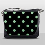 Polka Dots - Celadon Green on Black Messenger Bag