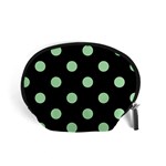 Polka Dots - Celadon Green on Black Accessory Pouch (Small)
