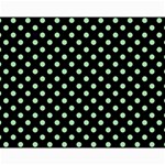Polka Dots - Celadon Green on Black Collage 11  x 14 