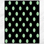 Polka Dots - Celadon Green on Black Canvas 11  x 14 