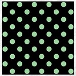 Polka Dots - Celadon Green on Black Canvas 12  x 12 