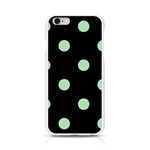 Polka Dots - Celadon Green on Black Apple iPhone 6/6S Silicone Case (Transparent)