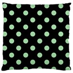 Polka Dots - Celadon Green on Black Standard Flano Cushion Case (Two Sides)
