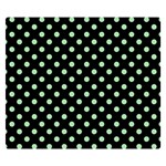 Polka Dots - Celadon Green on Black Double Sided Flano Blanket (Small)