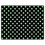Polka Dots - Celadon Green on Black Double Sided Flano Blanket (Medium)