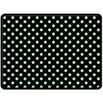 Polka Dots - Celadon Green on Black Fleece Blanket (Large) (One Side)