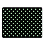Polka Dots - Celadon Green on Black Fleece Blanket (Small) (One Side)