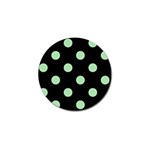 Polka Dots - Celadon Green on Black Golf Ball Marker