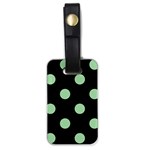 Polka Dots - Celadon Green on Black Luggage Tag (One Side)