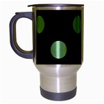Polka Dots - Celadon Green on Black Travel Mug (Silver Gray)