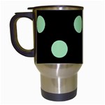 Polka Dots - Celadon Green on Black Travel Mug (Black)