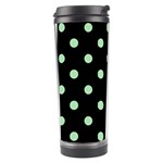 Polka Dots - Celadon Green on Black Travel Tumbler