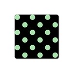 Polka Dots - Celadon Green on Black Magnet (Square)
