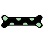 Polka Dots - Celadon Green on Black Magnet (Dog Bone)
