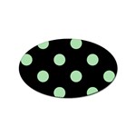 Polka Dots - Celadon Green on Black Sticker (Oval)