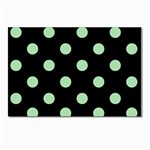 Polka Dots - Celadon Green on Black Postcard 5  x 7 