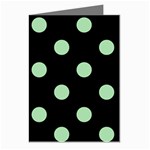 Polka Dots - Celadon Green on Black Greeting Cards (Pkg of 8)